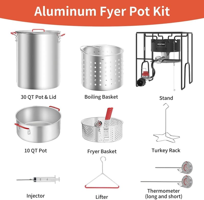 30 Qt Turkey & 10 Qt Fish Fryer Combo with 50,000 BTU Burner