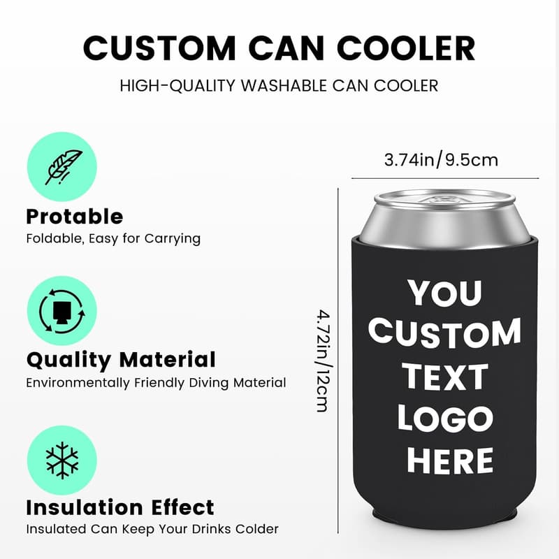 Personalized Collapsible Can Coolers - 300pcs for Parties