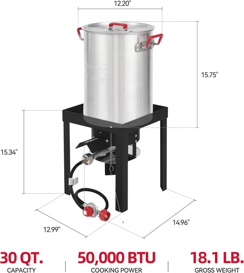 Outdoor Turkey Fryer Set with 30 Qt Pot & 50,000 BTU Burner