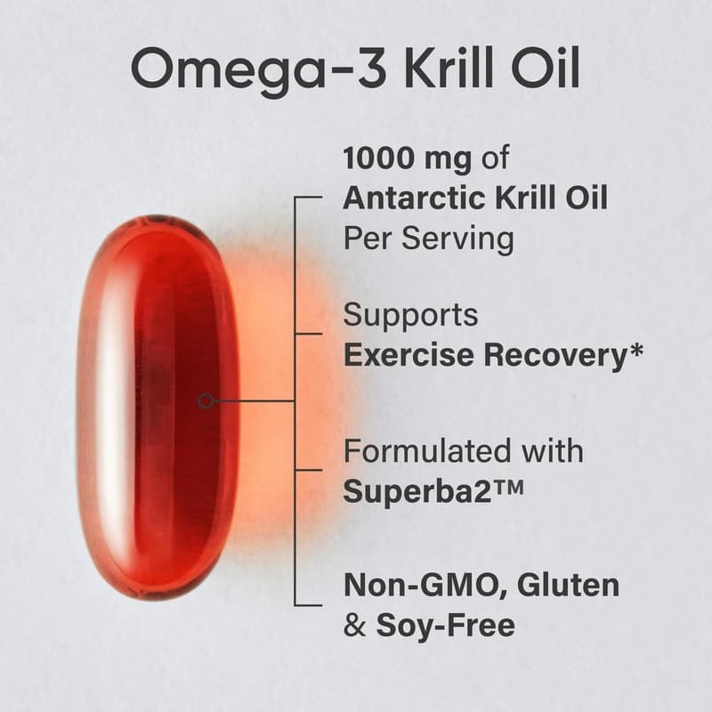 Antarctic Krill Oil Omega-3 Softgels, 1000mg, Gluten-Free