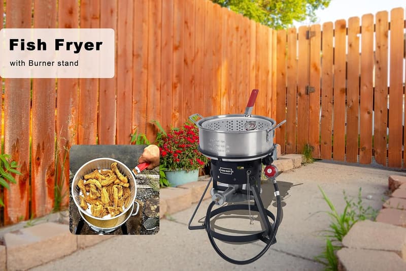 Heavy-Duty 10QT Outdoor Fish Fryer Kit with Propane Regulator