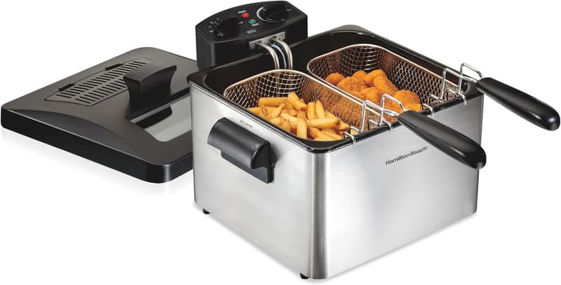 Electric Deep Fryer with 2 Baskets & Temperature Control, 4.5L