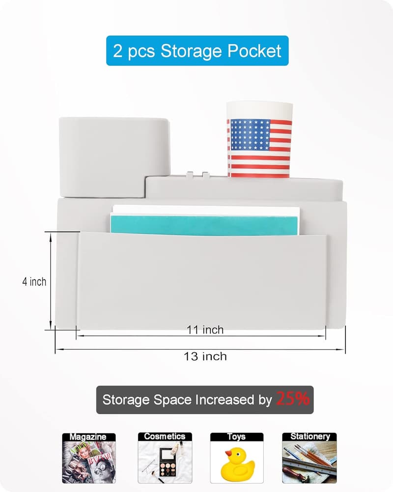 Anti-Slip Couch Cup Holder Tray with Side Pockets