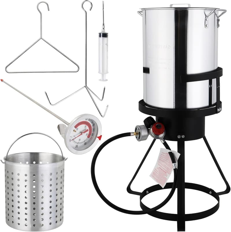 Outdoor Turkey Fryer & Seafood Boil Set with Burner & Accessories