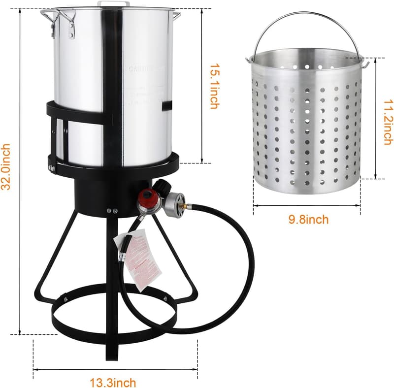 Outdoor Turkey Fryer & Seafood Boil Set with Burner & Accessories