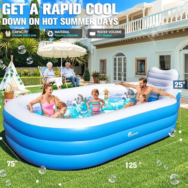 Inflatable Backyard Swimming Pool with Seat - 125