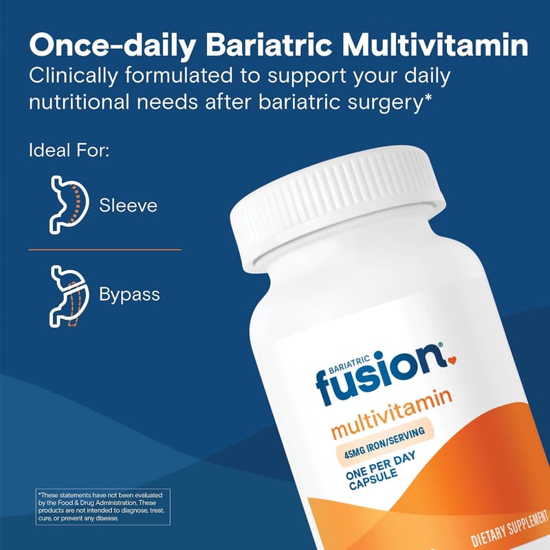 Bariatric Multivitamin with Iron - Easy to Swallow Capsules, 90 Count