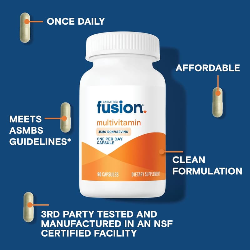 Bariatric Multivitamin with Iron - Easy to Swallow Capsules, 90 Count