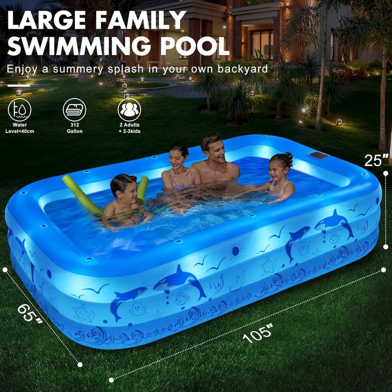 Solar-Powered Family Inflatable Pool - Large Backyard Pool