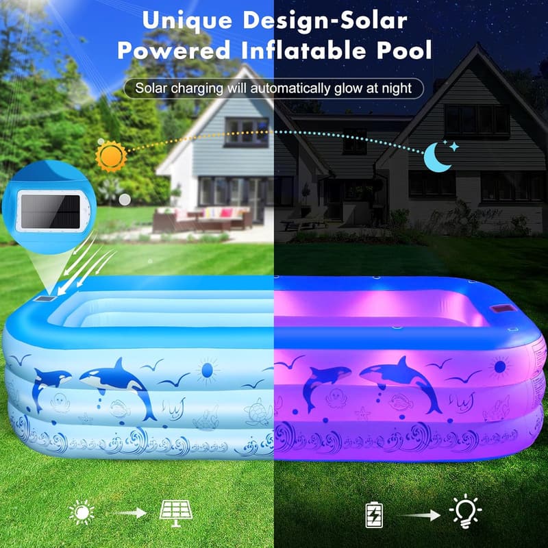 Solar-Powered Family Inflatable Pool - Large Backyard Pool