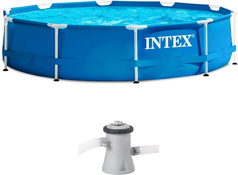 10ft x 30in Above Ground Pool Set with Filter Pump & Rust-Resistant Frame
