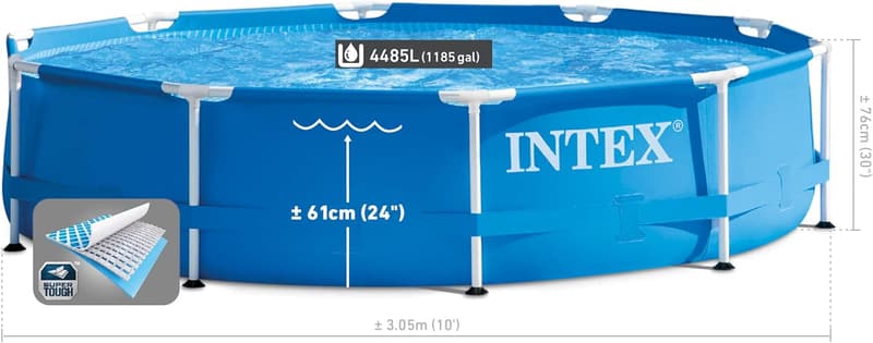 10ft x 30in Above Ground Pool Set with Filter Pump & Rust-Resistant Frame