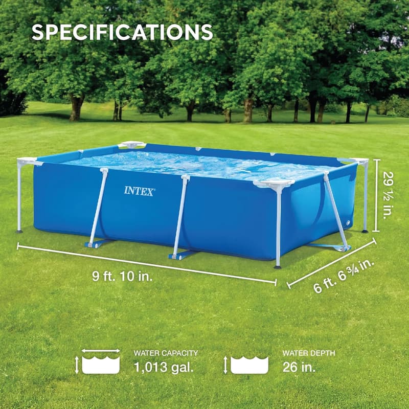 Intex 9.8' Rectangular Above Ground Swimming Pool with Drain Valve