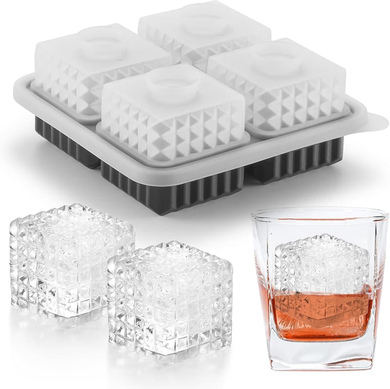 Large Square Silicone Ice Cube Tray for Whiskey Gifts
