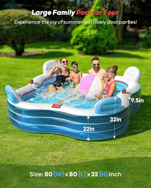 Full-Sized Inflatable Swimming Pool with Seats for Summer Fun