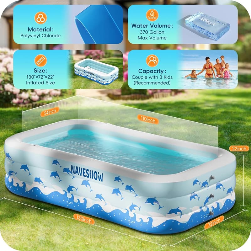 Inflatable Family Pool with Seats - 130