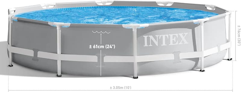 Intex 10ft Prism Frame Above Ground Pool Set with Filter Pump