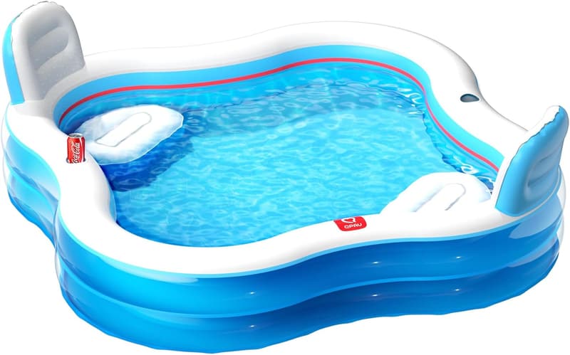 Large Inflatable Family Swimming Pool with 2 Seats and Backrests