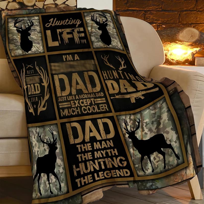 Men's Plush Deer Camo Blanket - Ultra Soft Flannel Gift