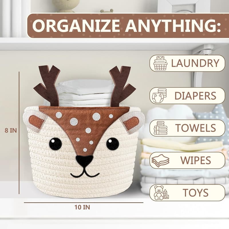Woodland Nursery Laundry Basket for Babies - 100% Cotton