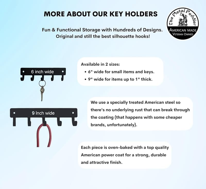 Wall-Mount Deer Key Rack Hanger - 6-Inch, Made in USA