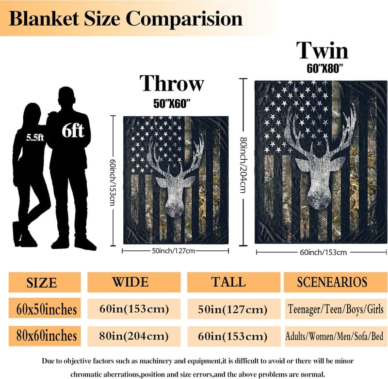 Camo Hunting Blanket for Men - Super Soft & Cozy 50x60