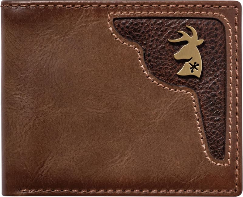 Deer Design Brown Leather Bifold Wallet for Men
