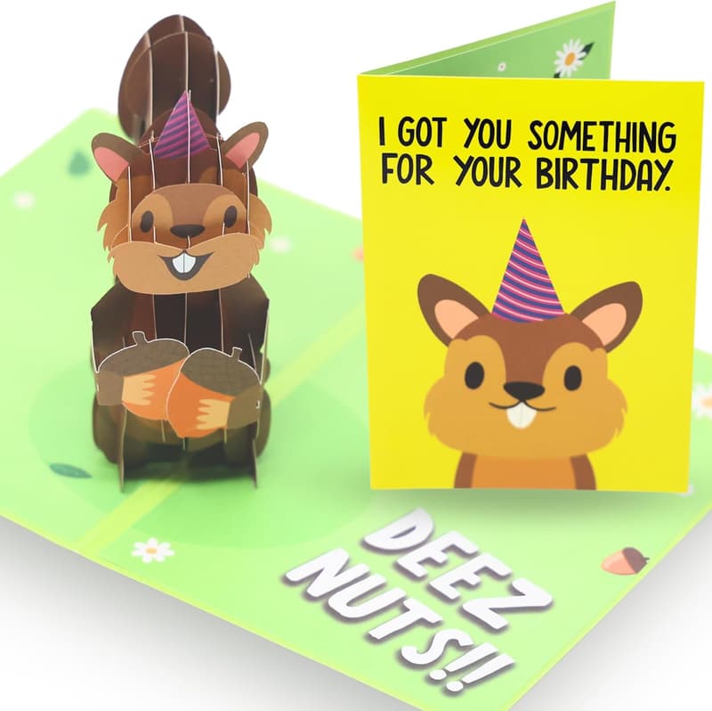 Funny Pop Up Squirrel Birthday Card for All Ages