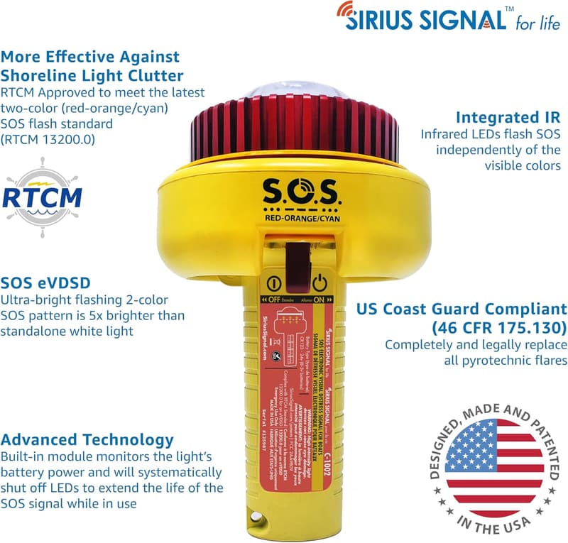 Sirius Signal C-1002 SOS LED Distress Signal with Mount and Whistle