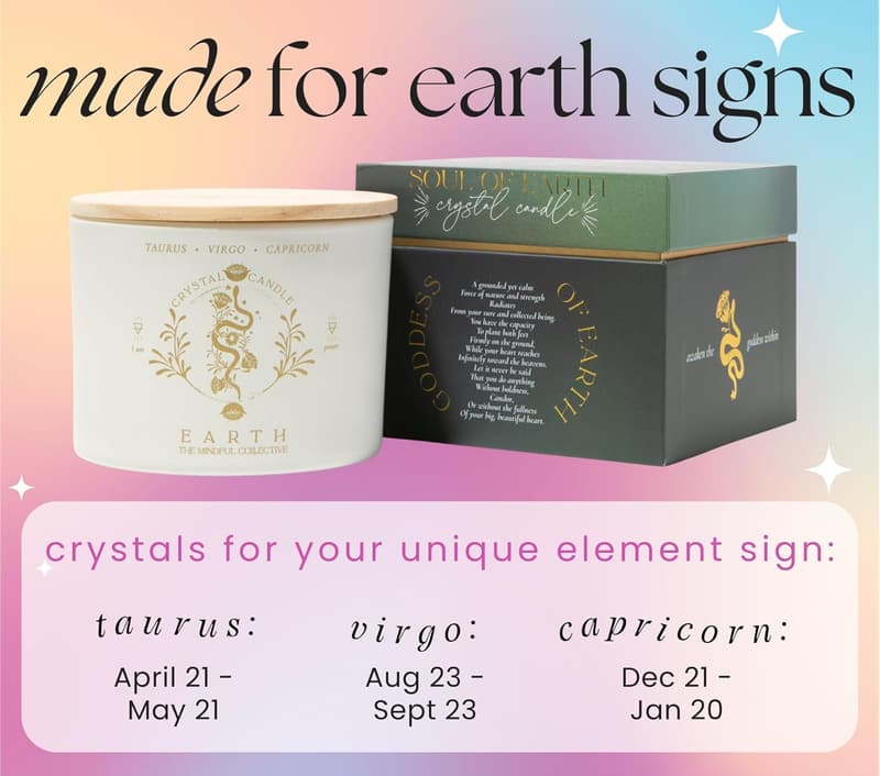 Zodiac Healing Crystal Candle for Women – 12oz Soy Wax with Wood Wick