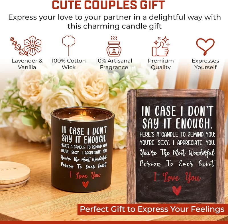 Anniversary Vanilla & Lavender Scented Candle Gift for Couples