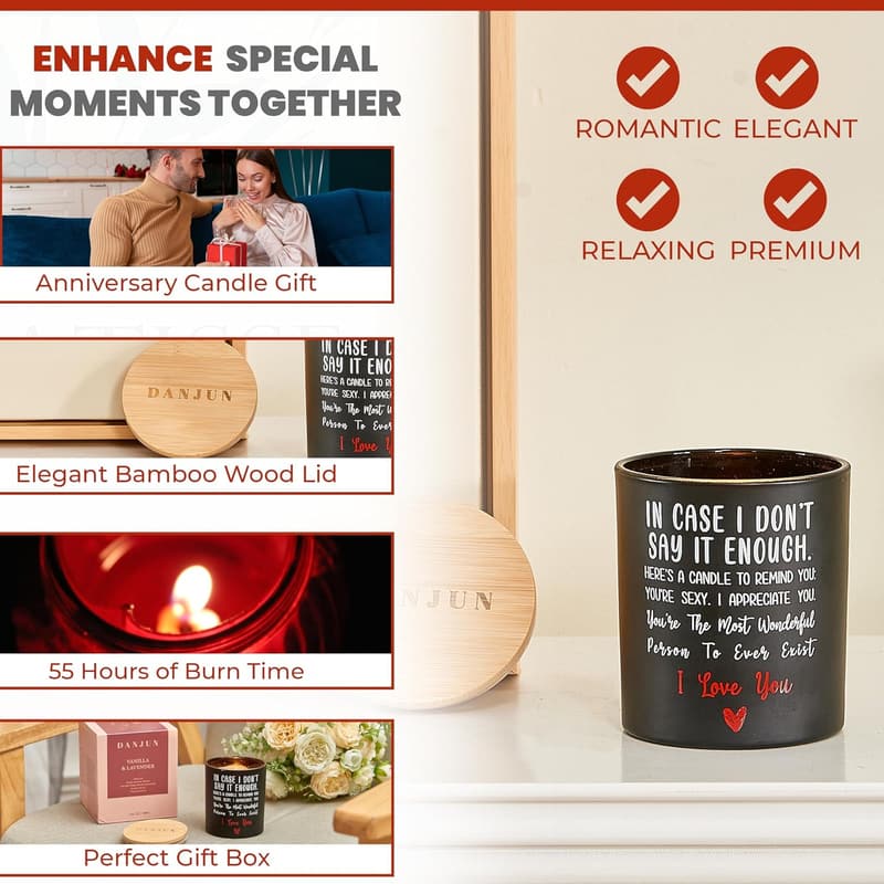 Anniversary Vanilla & Lavender Scented Candle Gift for Couples