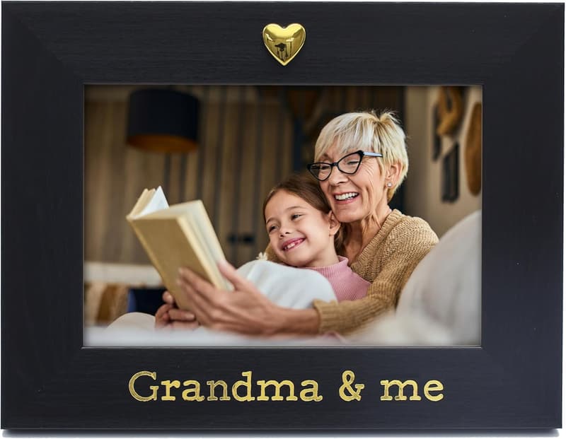 Grandma Photo Frame with Heart Icon - 4x6 Black Frame
