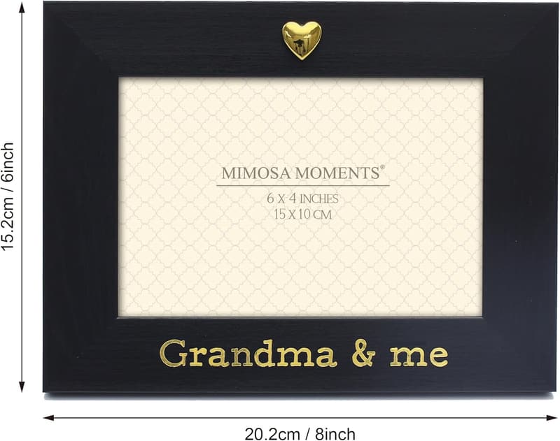 Grandma Photo Frame with Heart Icon - 4x6 Black Frame