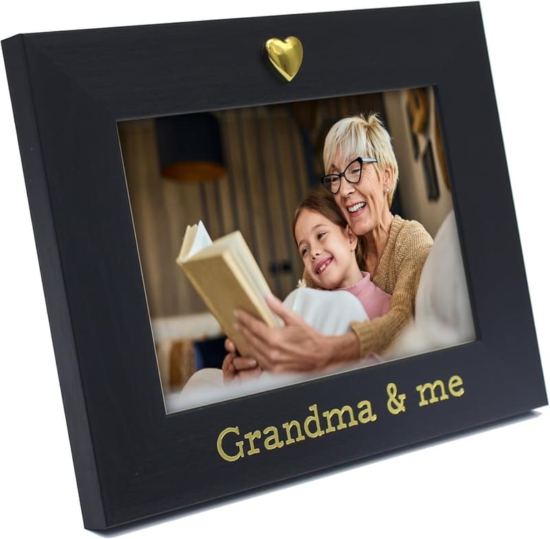 Grandma Photo Frame with Heart Icon - 4x6 Black Frame