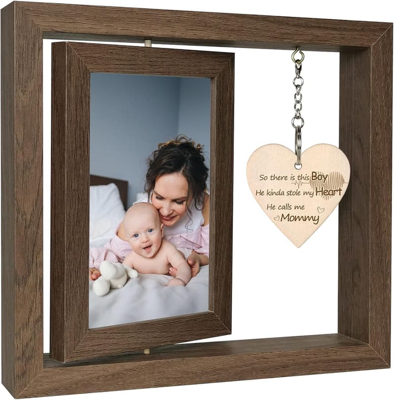 Mother and Son Photo Frame for New Moms, Holds Two 4x6 Photos