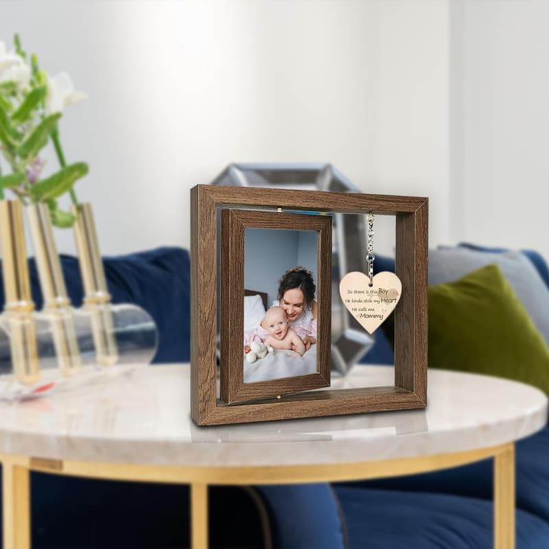 Mother and Son Photo Frame for New Moms, Holds Two 4x6 Photos