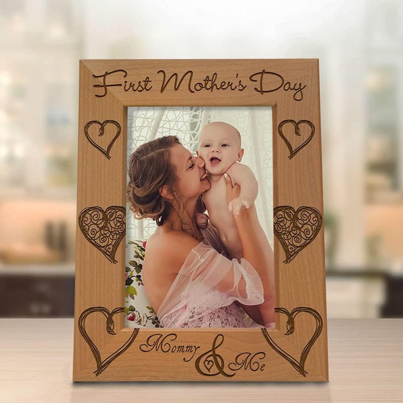 First Mother's Day Engraved Wood Photo Frame (4x6)