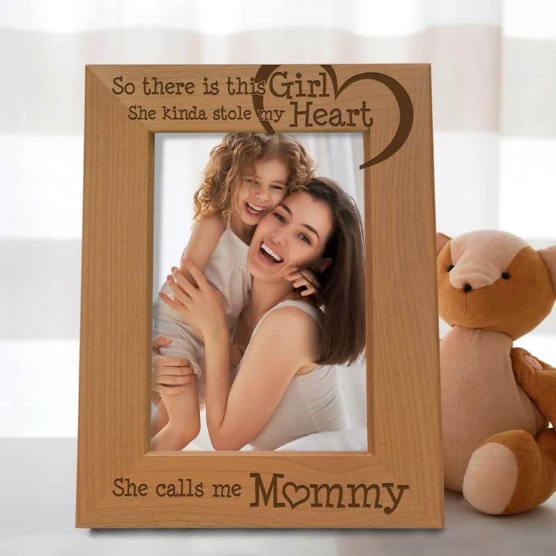 Mother's Day Engraved Wood Photo Frame - Mommy & Daughter Gift