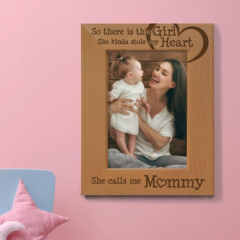 Mother's Day Engraved Wood Photo Frame - Mommy & Daughter Gift