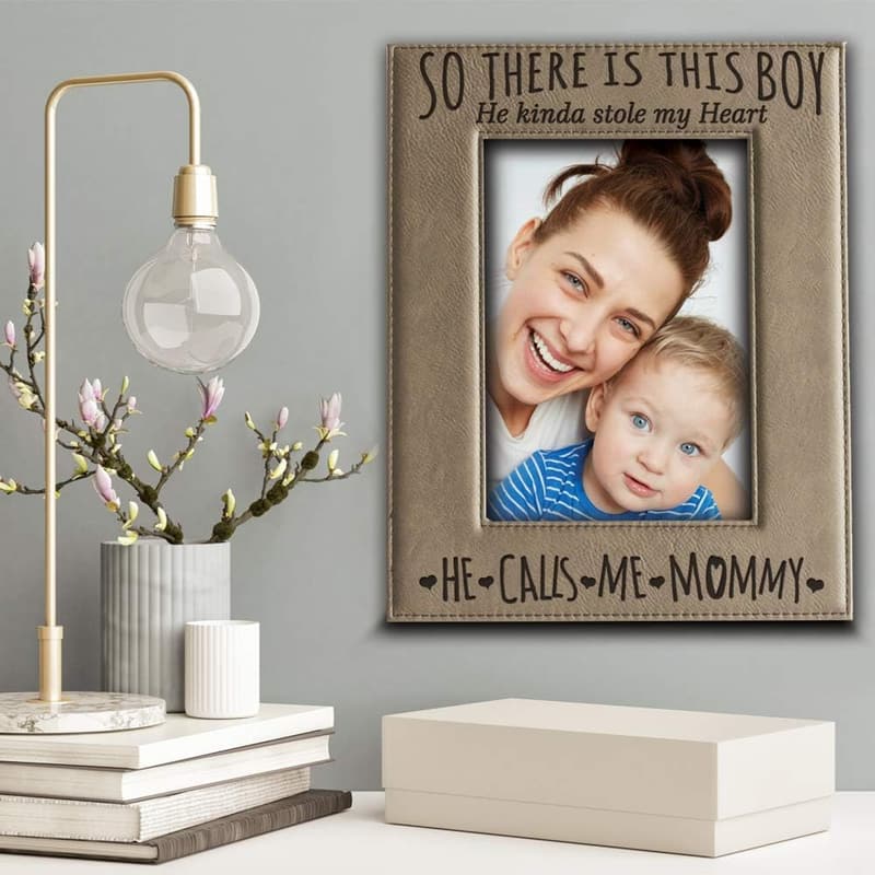 Mother's Day Engraved Leather Picture Frame (5x7) for Moms