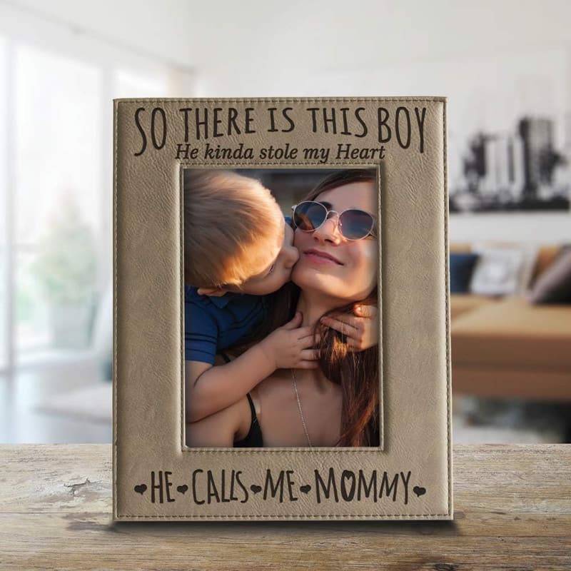 Mother's Day Engraved Leather Picture Frame (5x7) for Moms