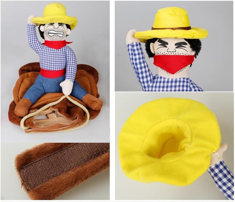 Funny Cowboy Rider Dog Costume - Adjustable Halloween Outfit (XS)