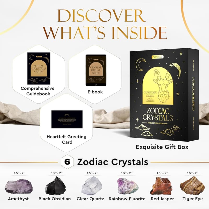 Capricorn Birthday Crystal Set - 6 Healing Stones for Women
