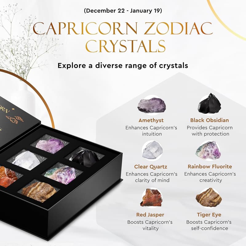 Capricorn Birthday Crystal Set - 6 Healing Stones for Women