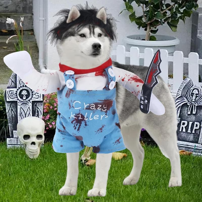 Halloween Dog Costume Set - Funny Chucky Outfit for Small Dogs