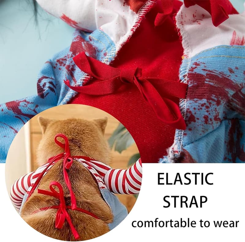 Halloween Dog Costume Set - Funny Chucky Outfit for Small Dogs
