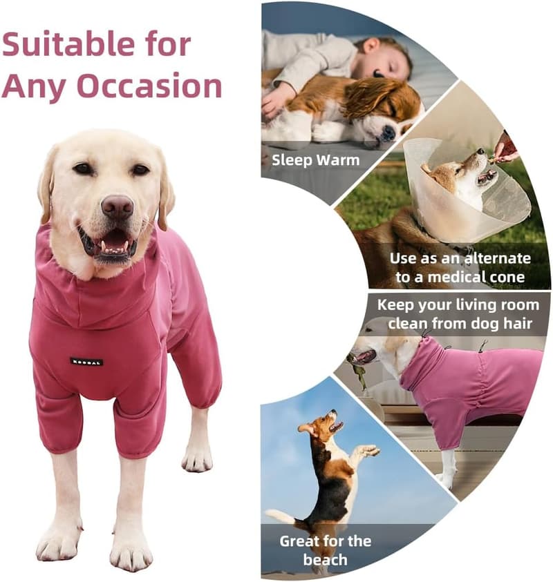 Large Dog Pajamas - 6XL Red Stretch Jumpsuit for Pets