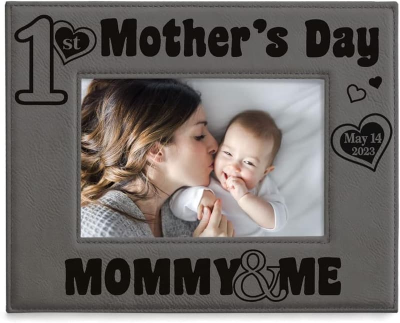 First Mother's Day Engraved Leather Frame 4x6
