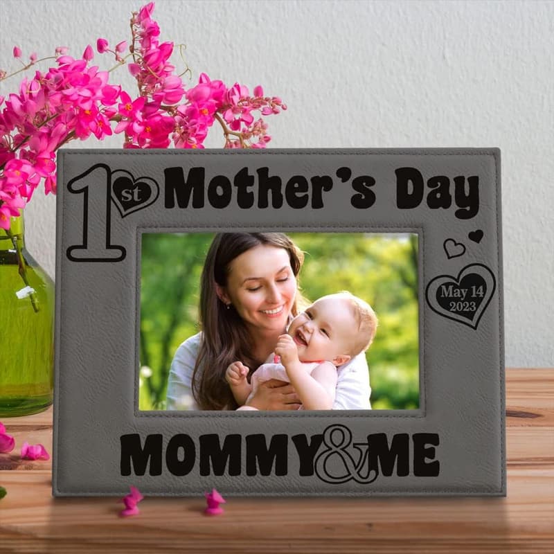 First Mother's Day Engraved Leather Frame 4x6